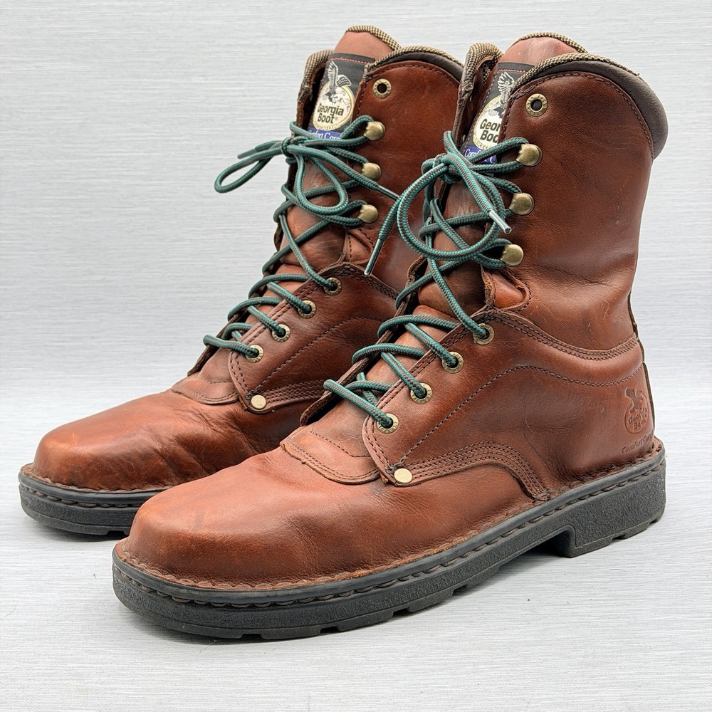 Georgia Boot Men's 10.5 Wide Work Boots Brown Leather Comfort Core G8083